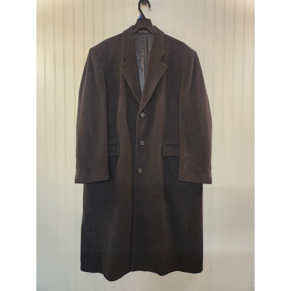 Christian Aujard‎ Mens Cashmere Blend Overcoat Black Wool Trench Coat 44 Long